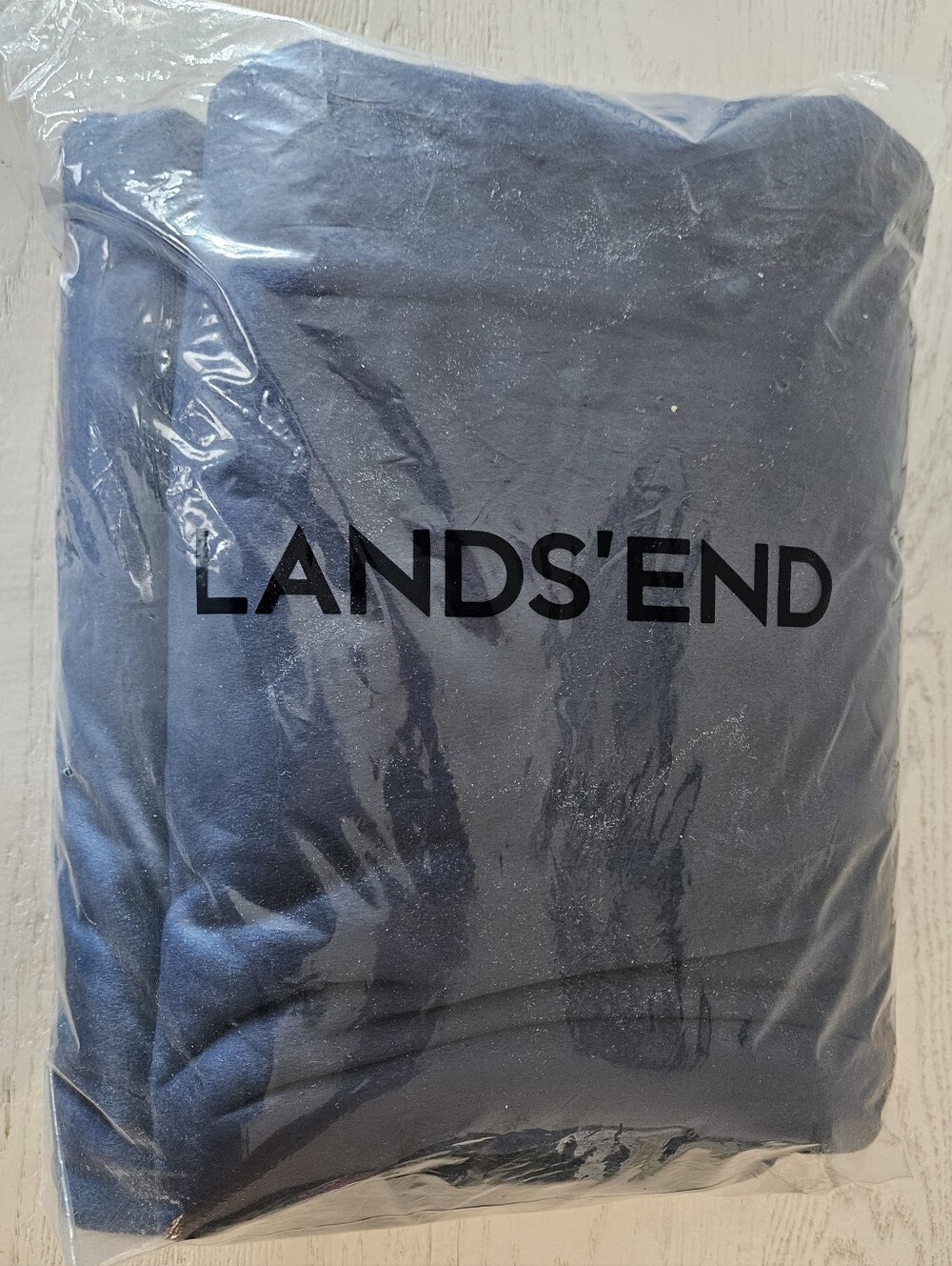 Lands End Sherpa Fleece Throw Blanket Color Deep Sea Brand New In Package